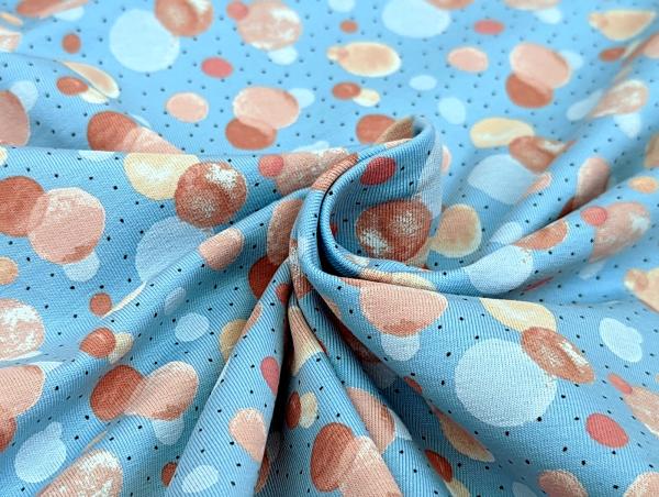 Baumwolljersey Kleine Kreise Dots Pastell Hellblau